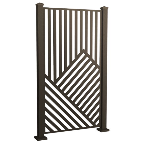 Bronze Twin Peaks Privacy Screen Angle with Bronze Posts